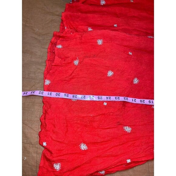 Free People Sweet Tennessee Red Embroidered Bohemian V-Neck Mini Dress Small - Picture 8 of 9